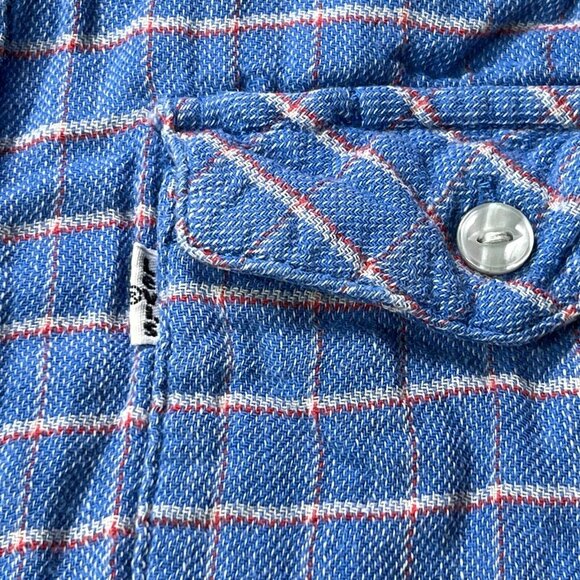 Levis Long Sleeve Button Up Shirt Blue Plaid Slim Fit Medium Mens Medium * - Picture 6 of 10